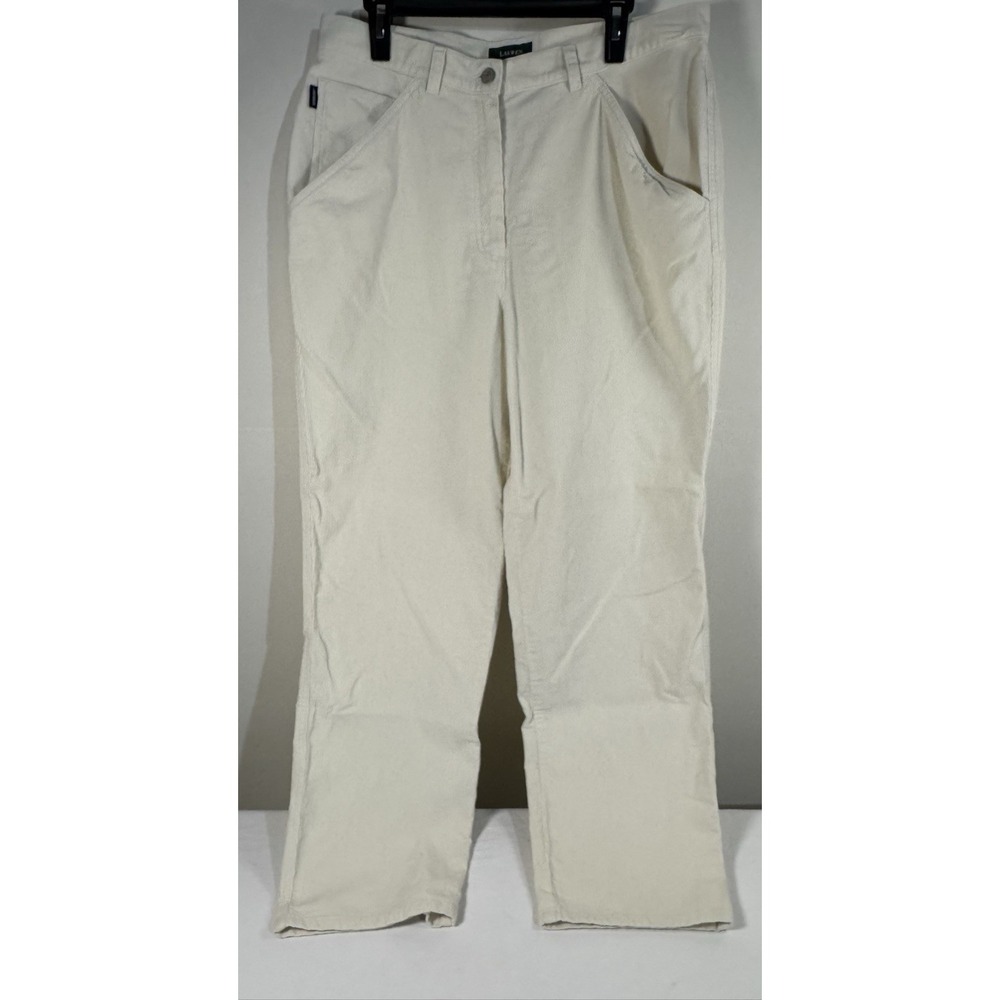 Ralph Lauren Sport Cream Ivory Cotton Corduroy Straight Leg Pants Womens 14
